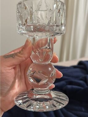 Cut Glass Candle Holder - Clear Crystal-Style